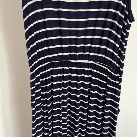 Espresso Women's Size XL Navy Blue Striped Sleeveless Scoop Neck Tank Maxi Dress - Picture 8 of 10